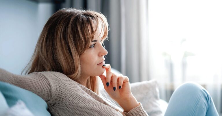 Woman thinking about her ultrasound results
